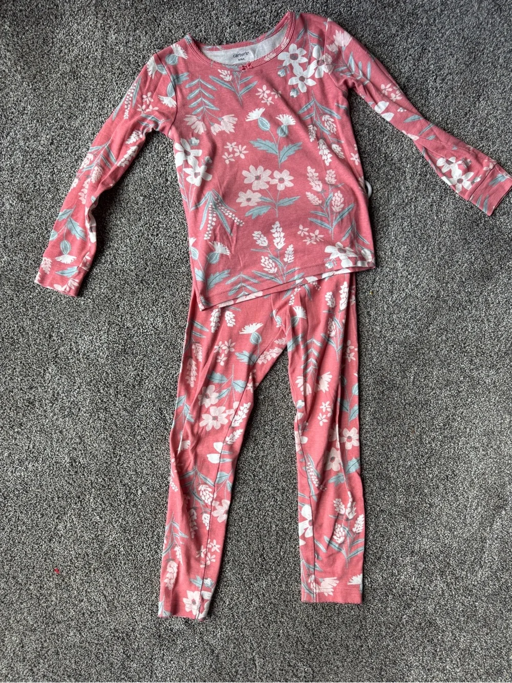 Carter's Coral Floral Long-Sleeve Pajama Set